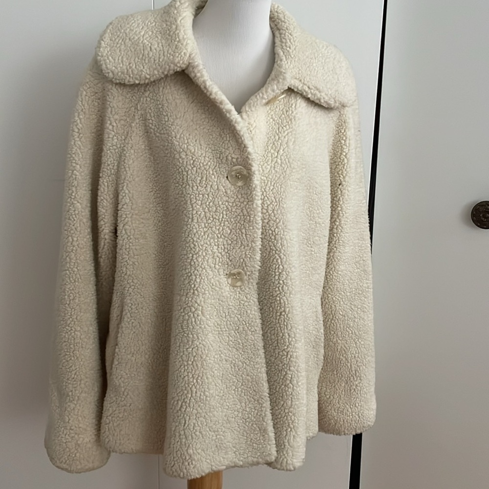 Vintage Marvin Richards made in USA teddy bear ivory coat oversized